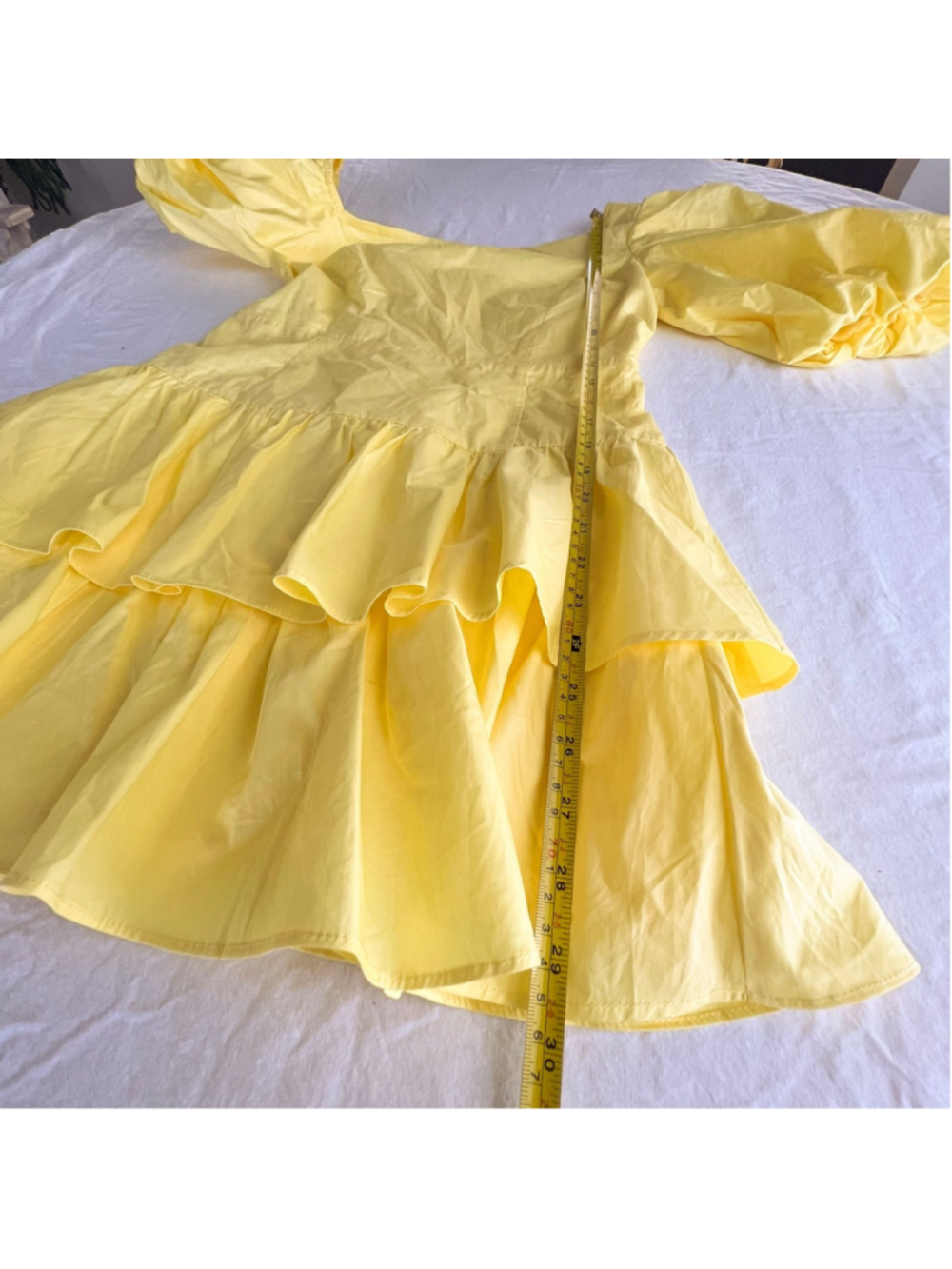 HelloMolly Dress Sz M Yellow Puff Sleeve Tiered Ruffle Mini Cottagecore Babydoll - Picture 13 of 13
